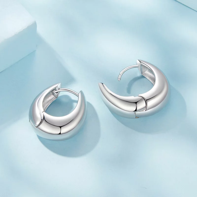 (image pour) Pandora Style Stylish Copper 925 Argent Plaqué Or Blanc Boucles d'oreilles Huggi - Afficher 4