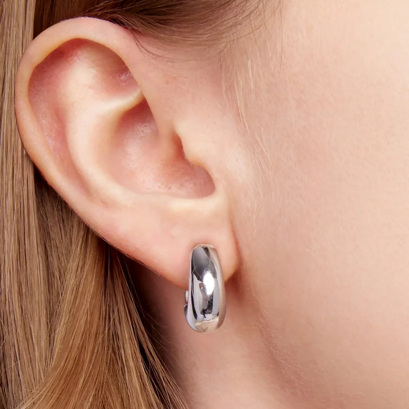 (image pour) Pandora Style Stylish Copper 925 Argent Plaqué Or Blanc Boucles d'oreilles Huggi - Afficher 6