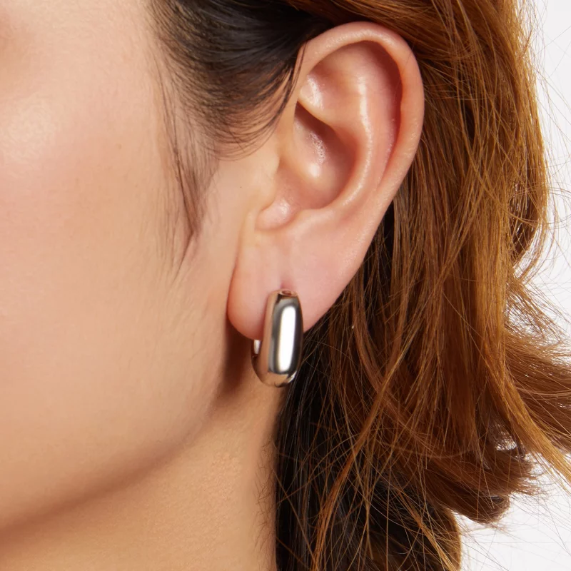 (image pour) Pandora Style Stylish Copper 925 Argent Plaqué Or Blanc Boucles d'oreilles Huggi - Afficher 9