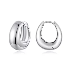 (image pour) Pandora Style Stylish Copper 925 Argent Plaqué Or Blanc Boucles d'oreilles Huggie - YIE275