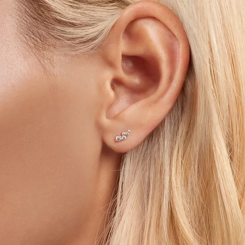 (image pour) Boucles d'oreilles à clous Moissanite en argent 925 Style Pandora avec certifica - Afficher 5