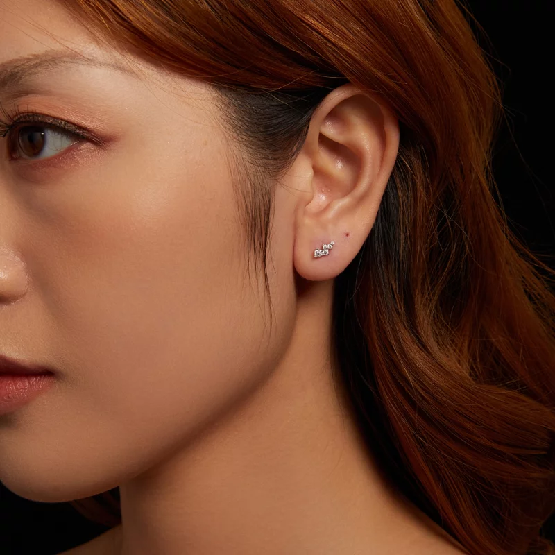 (image pour) Boucles d'oreilles à clous Moissanite en argent 925 Style Pandora avec certifica - Afficher 10