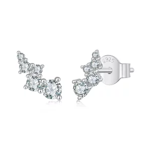 (image pour) Boucles d'oreilles à clous Moissanite en argent 925 Style Pandora avec certificat - Plaqué platine - MSE080