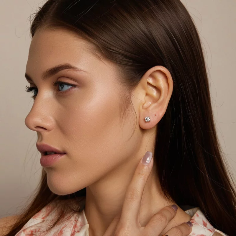 (image pour) Boucles d'oreilles PANDORA Style 0.5 ct Moissanite - MSE038-M - Afficher 8