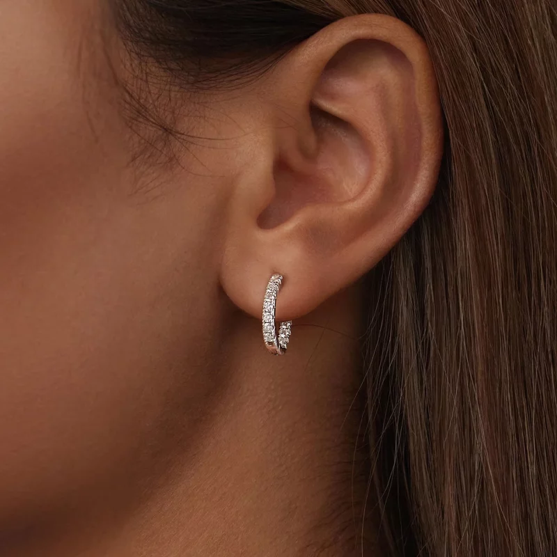 (image pour) Boucles d'oreilles scintillantes en Moissanite Style PANDORA (avec un certificat - Afficher 9
