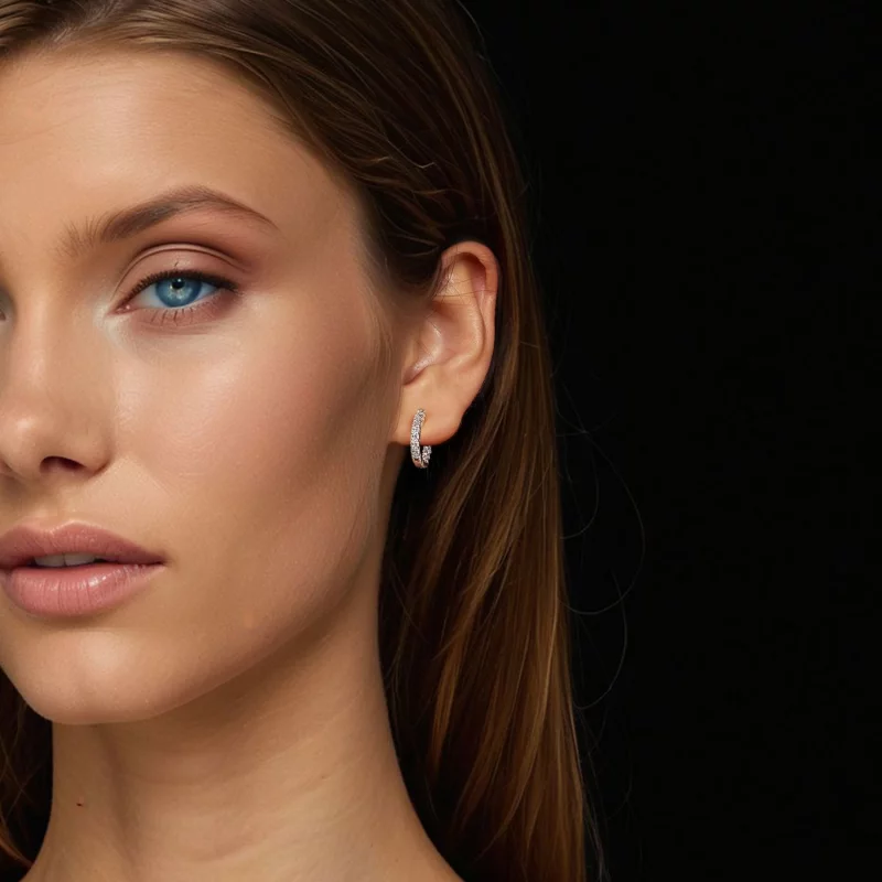 (image pour) Boucles d'oreilles scintillantes en Moissanite Style PANDORA (avec un certificat - Afficher 10