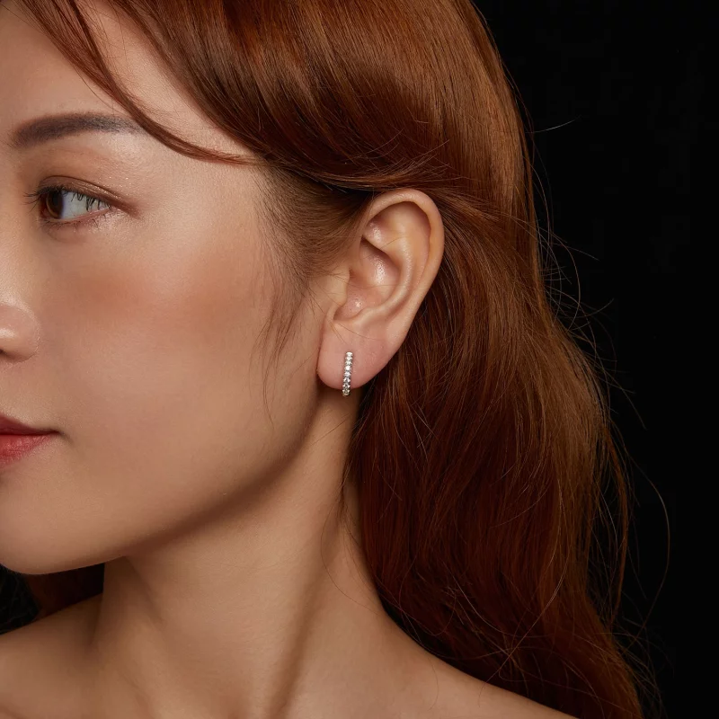 (image pour) Boucles d'oreilles scintillantes en Moissanite Style PANDORA (avec un certificat - Afficher 12