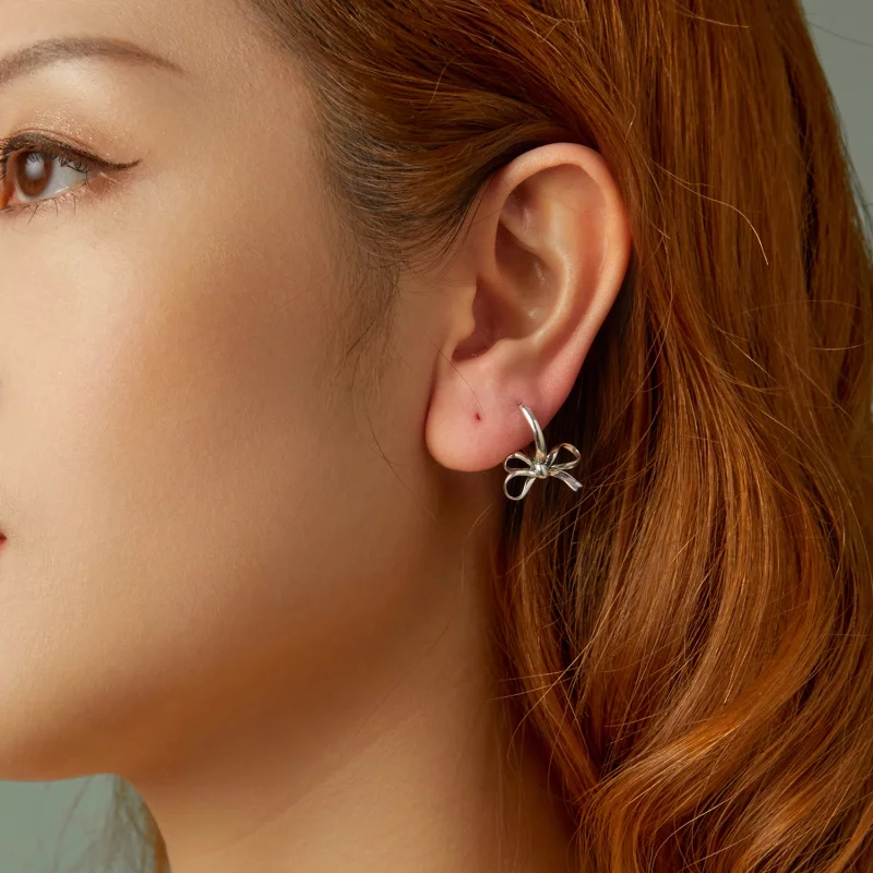 (image pour) Boucles d'oreilles style PANDORA en forme de nœud - SCE1752 - Afficher 3