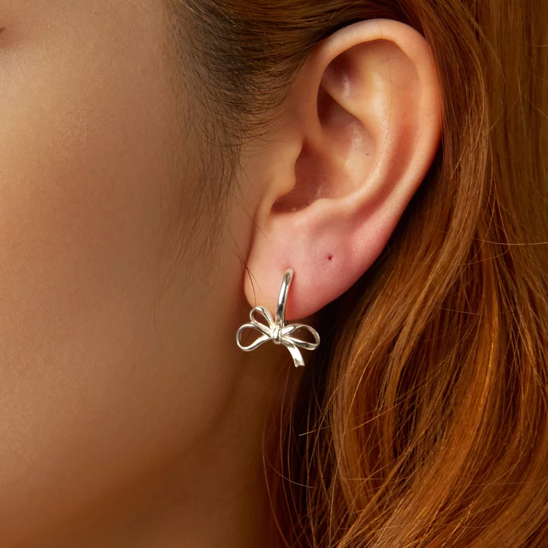 (image pour) Boucles d'oreilles style PANDORA en forme de nœud - SCE1752 - Afficher 4