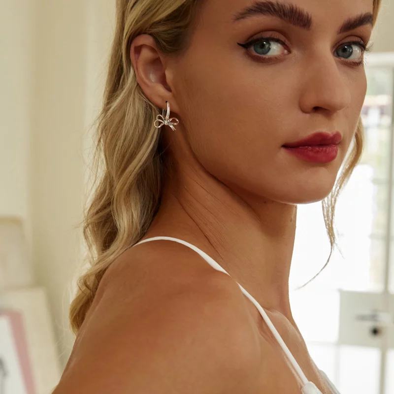 (image pour) Boucles d'oreilles style PANDORA en forme de nœud - SCE1752 - Afficher 10