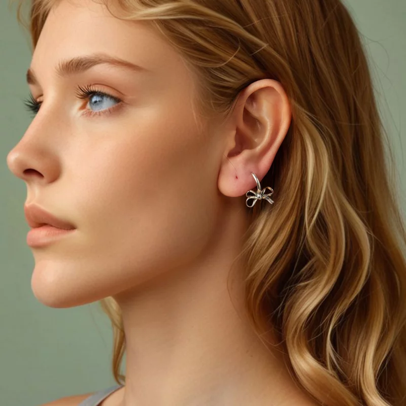 (image pour) Boucles d'oreilles style PANDORA en forme de nœud - SCE1752 - Afficher 11