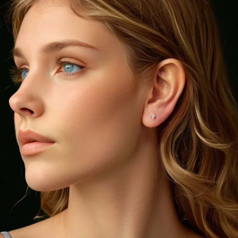 (image pour) Style Pandora Boucles d'oreilles clous en moissanite de 0,1 ct (Deux Certificats - Afficher 6