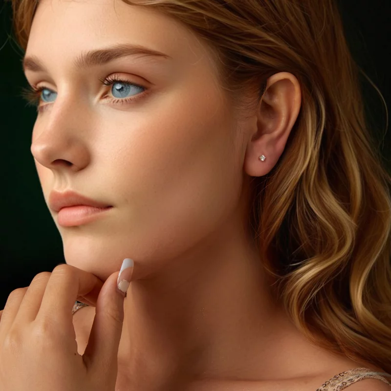 (image pour) Style Pandora Boucles d'oreilles clous en moissanite de 0,1 ct (Deux Certificats - Afficher 7