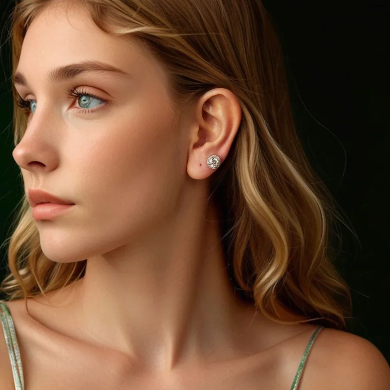 (image pour) Style Pandora Boucles d'oreilles clous en Moissanite de 1 Ct (Deux Certificats) - Afficher 2