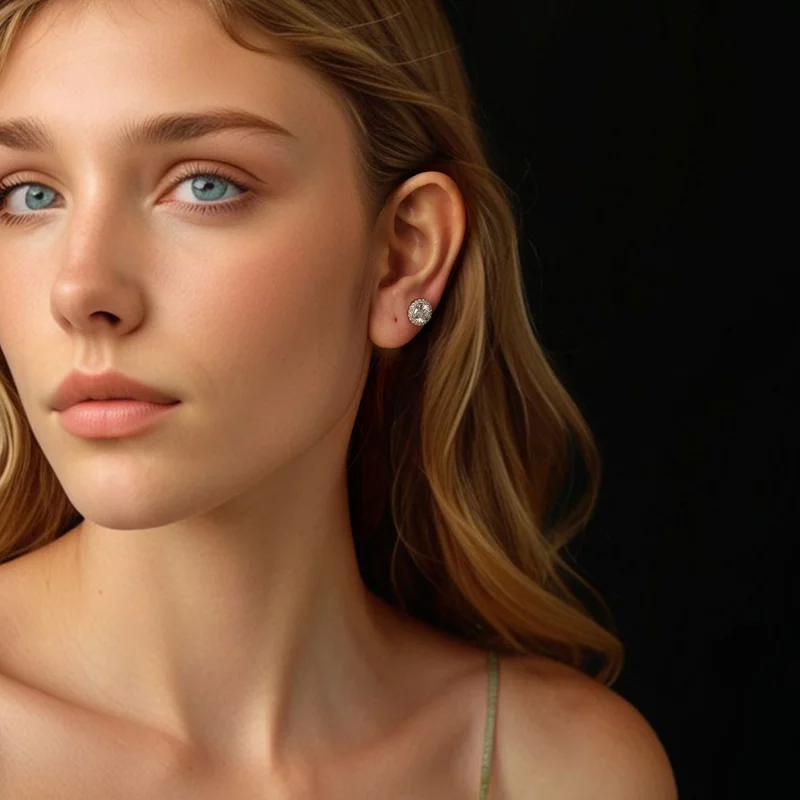 (image pour) Style Pandora Boucles d'oreilles clous en Moissanite de 1 Ct (Deux Certificats) - Afficher 3