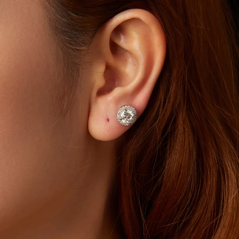(image pour) Style Pandora Boucles d'oreilles clous en Moissanite de 1 Ct (Deux Certificats) - Afficher 4