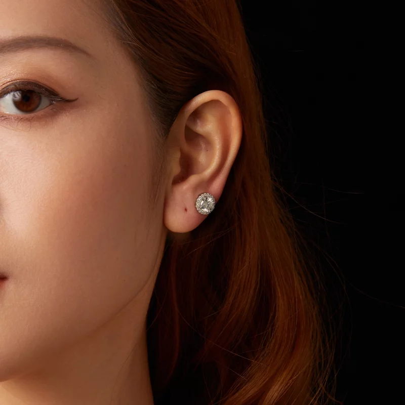 (image pour) Style Pandora Boucles d'oreilles clous en Moissanite de 1 Ct (Deux Certificats) - Afficher 5