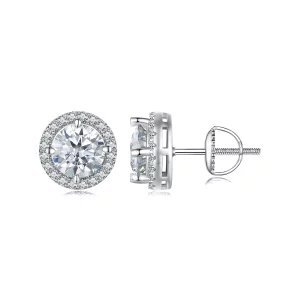 (image pour) Style Pandora Boucles d'oreilles clous en Moissanite de 1 Ct (Deux Certificats) - MSE039