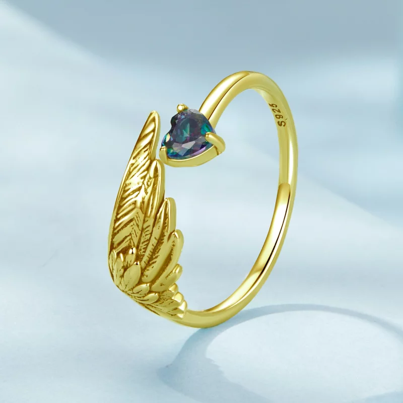 (image pour) Bague Ouverte Ailée Style Pandora - Argent 925 Sterling avec Incrustations de Ve - Afficher 2