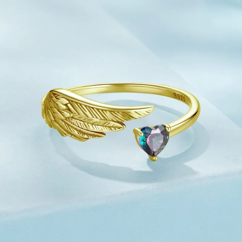 (image pour) Bague Ouverte Ailée Style Pandora - Argent 925 Sterling avec Incrustations de Ve - Afficher 3