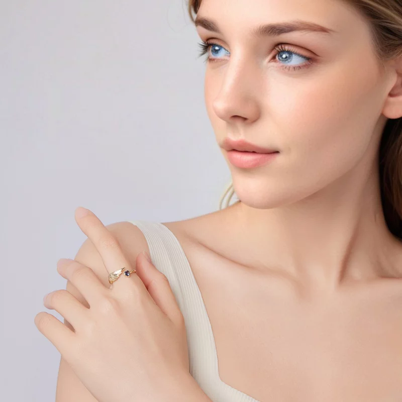 (image pour) Bague Ouverte Ailée Style Pandora - Argent 925 Sterling avec Incrustations de Ve - Afficher 6