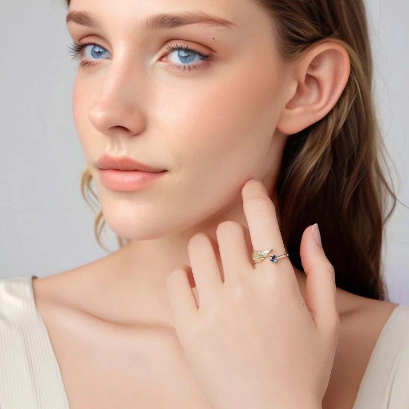 (image pour) Bague Ouverte Ailée Style Pandora - Argent 925 Sterling avec Incrustations de Ve - Afficher 7