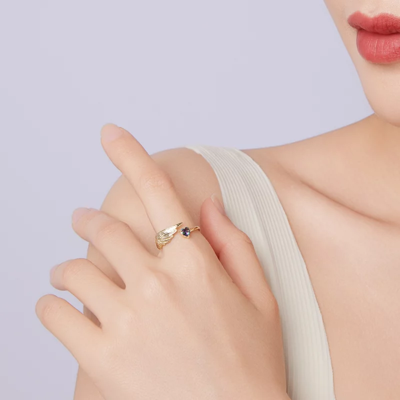 (image pour) Bague Ouverte Ailée Style Pandora - Argent 925 Sterling avec Incrustations de Ve - Afficher 8