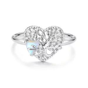 (image pour) Bague ouverte Arbre de Vie en argent 925 Pandora avec pierre de lune - Bijou plaqué platine - BSR696-E