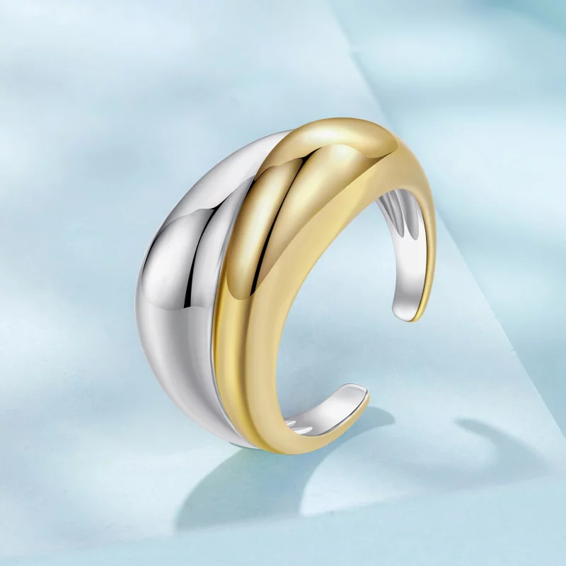 (image pour) Bague bicolore Pandora Style - plaquée or blanc et or cuivré - YIR267-E - Afficher 2