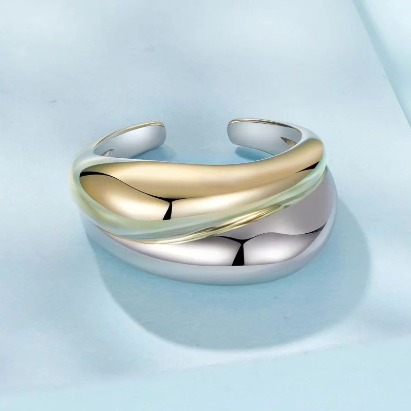 (image pour) Bague bicolore Pandora Style - plaquée or blanc et or cuivré - YIR267-E - Afficher 3