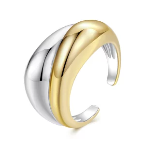 Bague bicolore Pandora Style - plaquée or blanc et or cuivré - YIR267-E (image pour) Bague bicolore Pandora Style - plaquée or blanc et or cuivré - YIR267-E