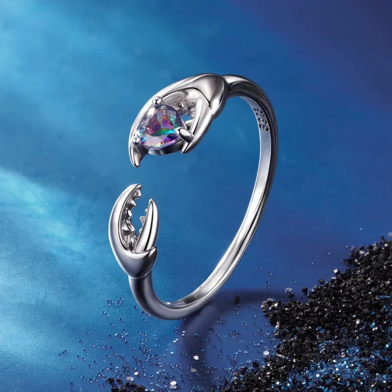 (image pour) Bague ouverte Cancer Pandora Style en argent 925 avec verre et oxydation - SCR11 - Afficher 2