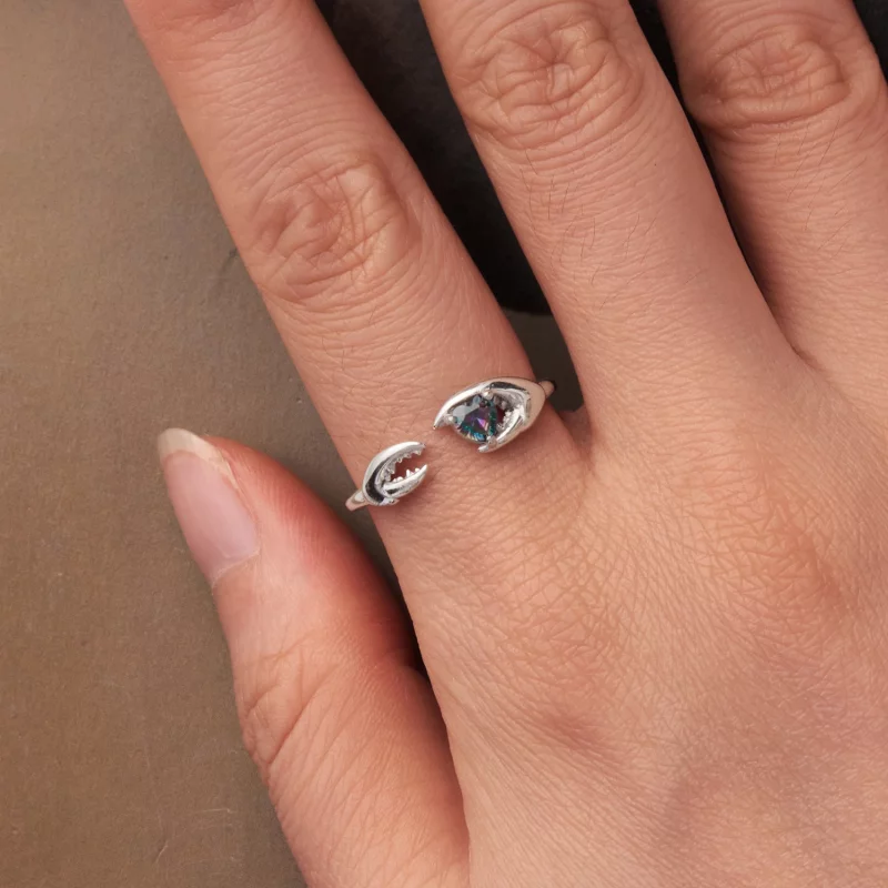 (image pour) Bague ouverte Cancer Pandora Style en argent 925 avec verre et oxydation - SCR11 - Afficher 4