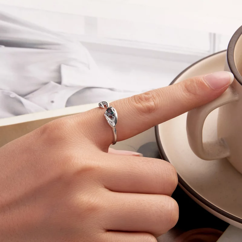 (image pour) Bague ouverte Cancer Pandora Style en argent 925 avec verre et oxydation - SCR11 - Afficher 5