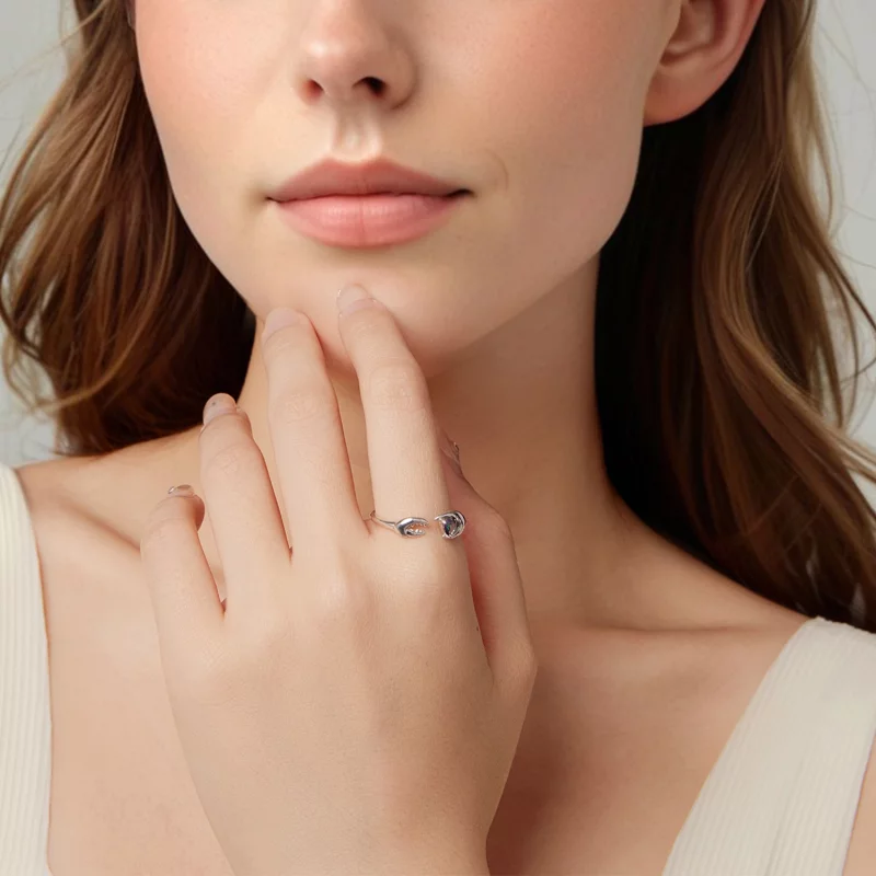 (image pour) Bague ouverte Cancer Pandora Style en argent 925 avec verre et oxydation - SCR11 - Afficher 6