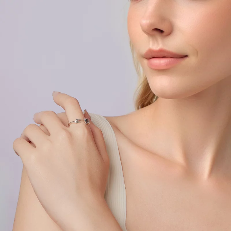 (image pour) Bague ouverte Cancer Pandora Style en argent 925 avec verre et oxydation - SCR11 - Afficher 7