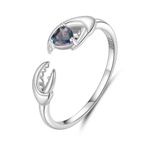 (image pour) Bague ouverte Cancer Pandora Style en argent 925 avec verre et oxydation - SCR1152-E