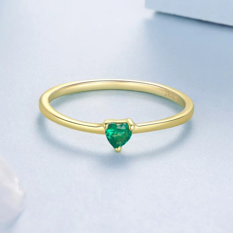 (image pour) Bague Cœur Émeraude en Argent 925 Pandora avec Zirconia et Placage Or - BSR676-B - Afficher 3