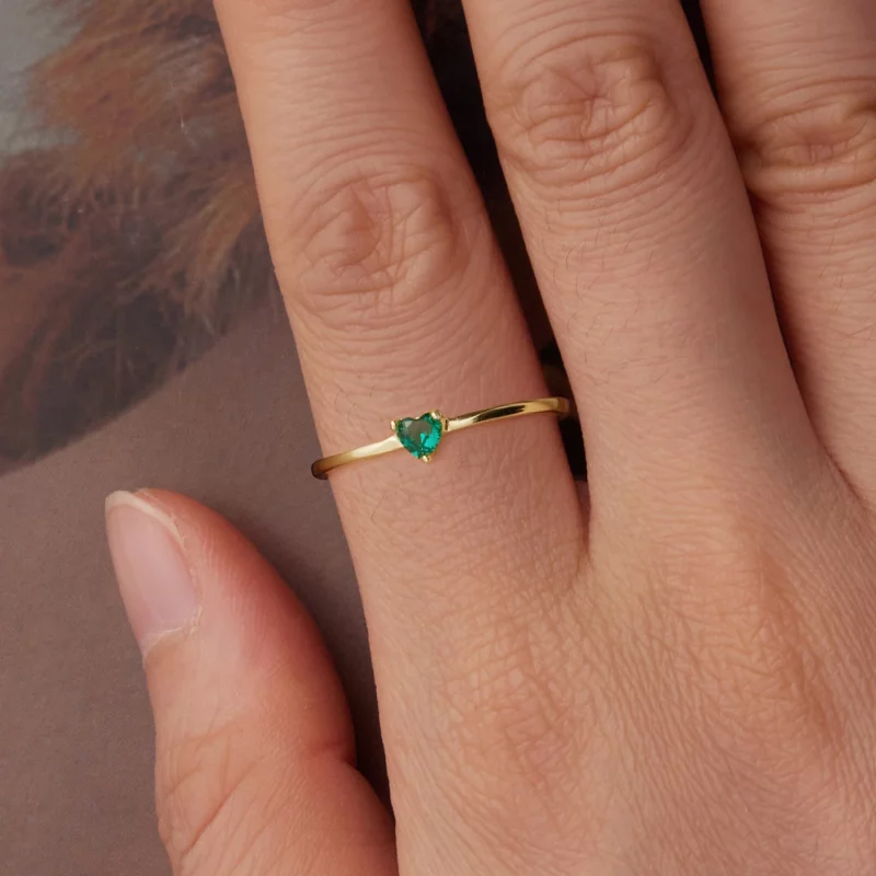 (image pour) Bague Cœur Émeraude en Argent 925 Pandora avec Zirconia et Placage Or - BSR676-B - Afficher 4