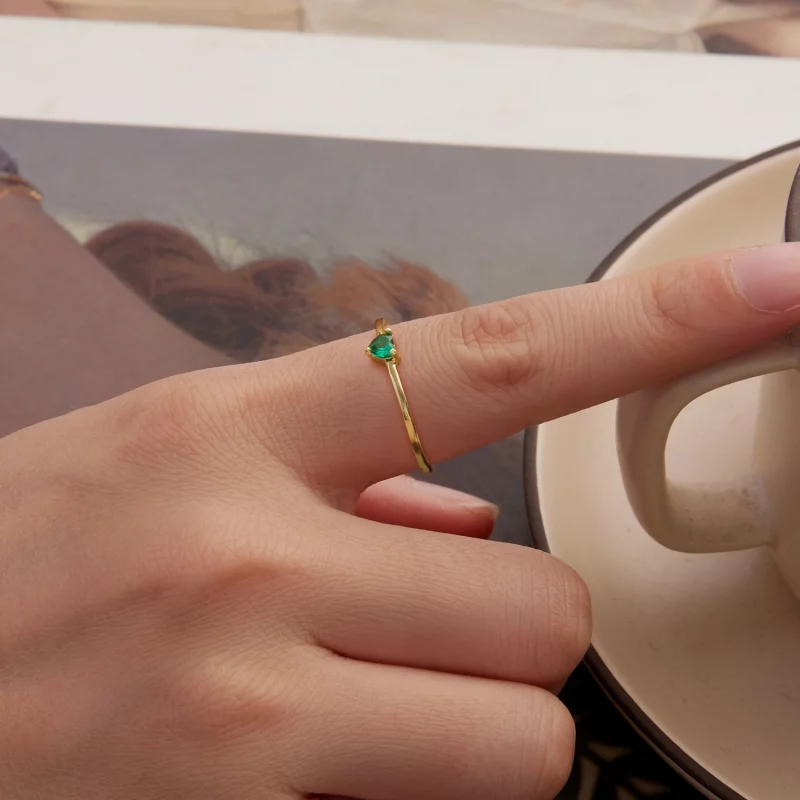 (image pour) Bague Cœur Émeraude en Argent 925 Pandora avec Zirconia et Placage Or - BSR676-B - Afficher 5