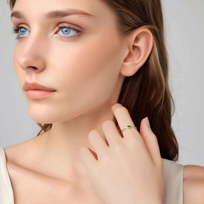 (image pour) Bague Cœur Émeraude en Argent 925 Pandora avec Zirconia et Placage Or - BSR676-B - Afficher 6