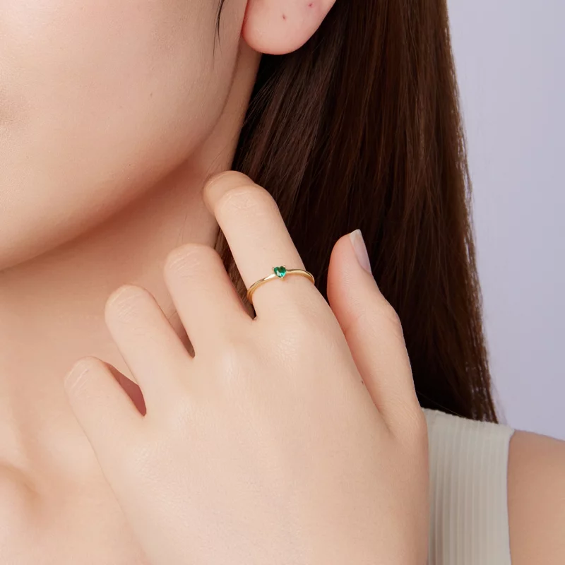 (image pour) Bague Cœur Émeraude en Argent 925 Pandora avec Zirconia et Placage Or - BSR676-B - Afficher 8