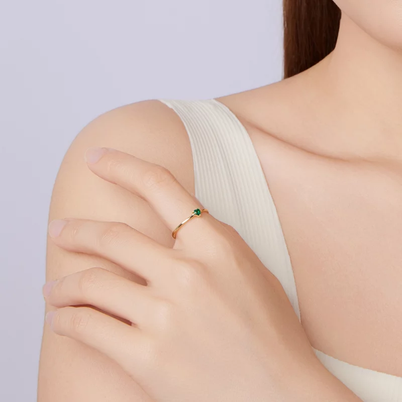 (image pour) Bague Cœur Émeraude en Argent 925 Pandora avec Zirconia et Placage Or - BSR676-B - Afficher 9
