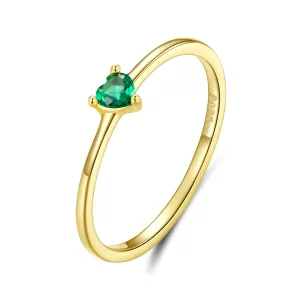 (image pour) Bague Cœur Émeraude en Argent 925 Pandora avec Zirconia et Placage Or - BSR676-B