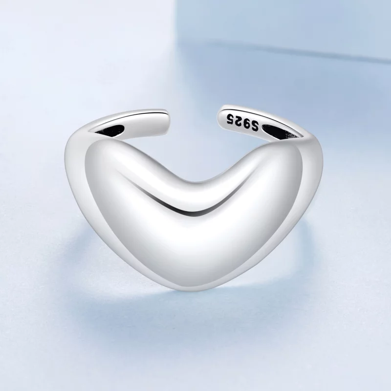 (image pour) Bague Cœur Ouverte Pandora Style en Argent 925 pour Femmes - Bijou d'Amour Oxydé - Afficher 5