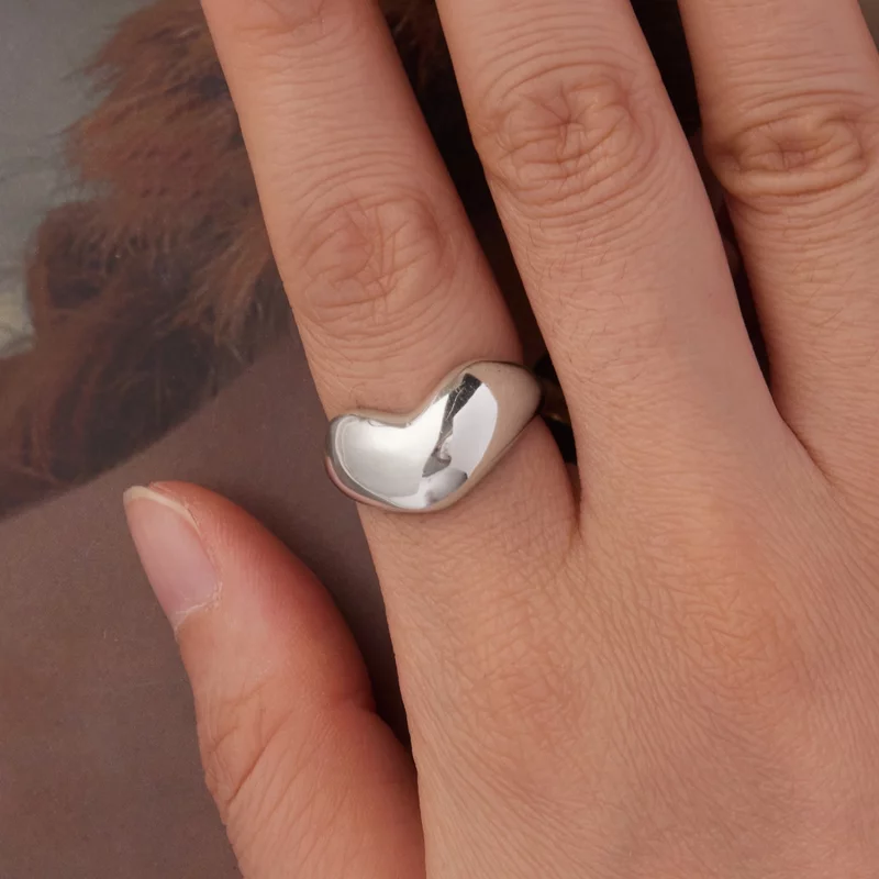 (image pour) Bague Cœur Ouverte Pandora Style en Argent 925 pour Femmes - Bijou d'Amour Oxydé - Afficher 6