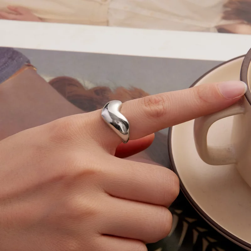 (image pour) Bague Cœur Ouverte Pandora Style en Argent 925 pour Femmes - Bijou d'Amour Oxydé - Afficher 7