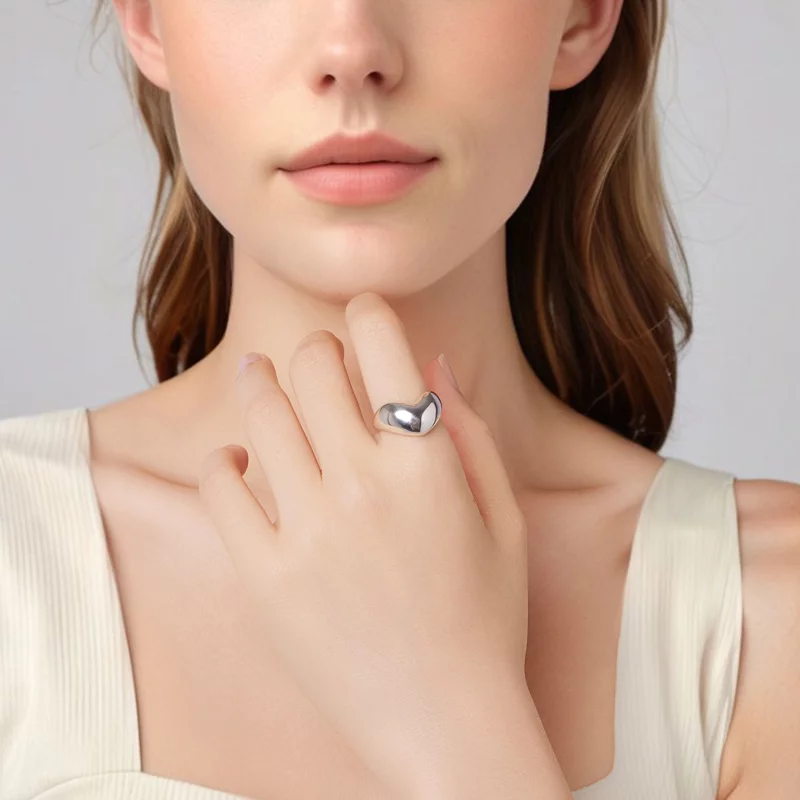 (image pour) Bague Cœur Ouverte Pandora Style en Argent 925 pour Femmes - Bijou d'Amour Oxydé - Afficher 9