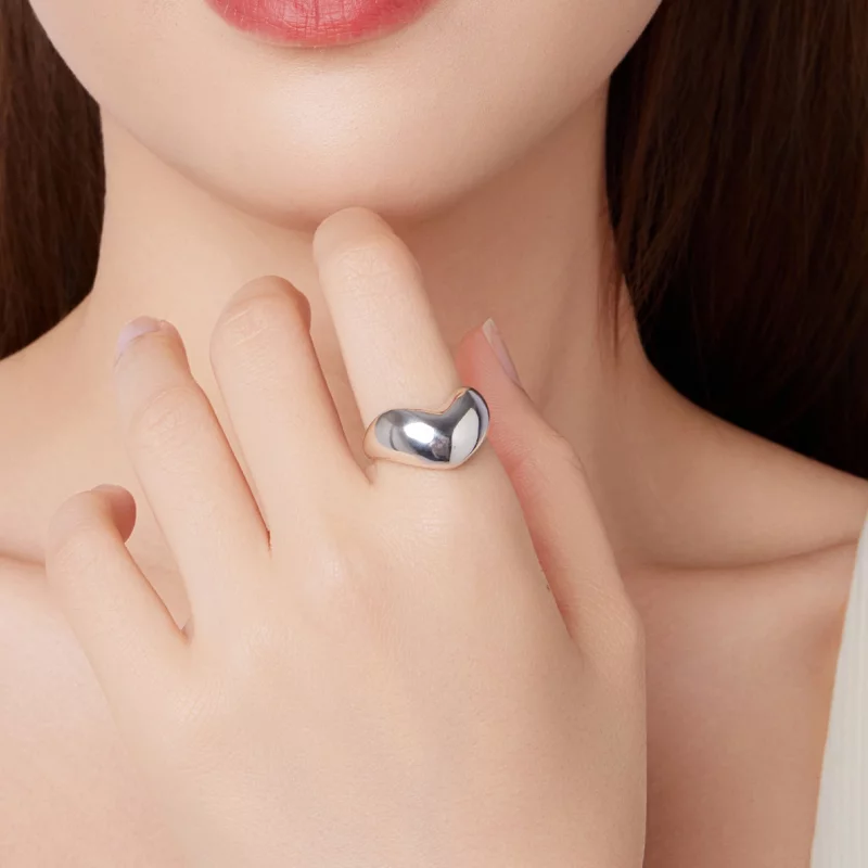 (image pour) Bague Cœur Ouverte Pandora Style en Argent 925 pour Femmes - Bijou d'Amour Oxydé - Afficher 11