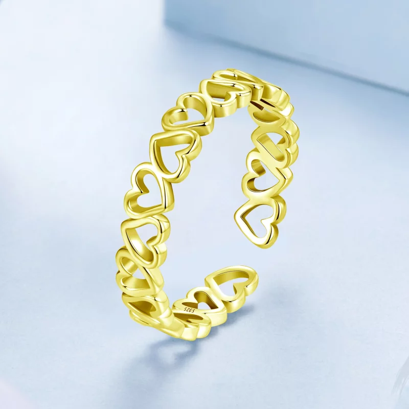 (image pour) Bague Cœur Enchaîné Pandora en Argent 925 plaquée Platine et Or - BSR654-EB - Afficher 2